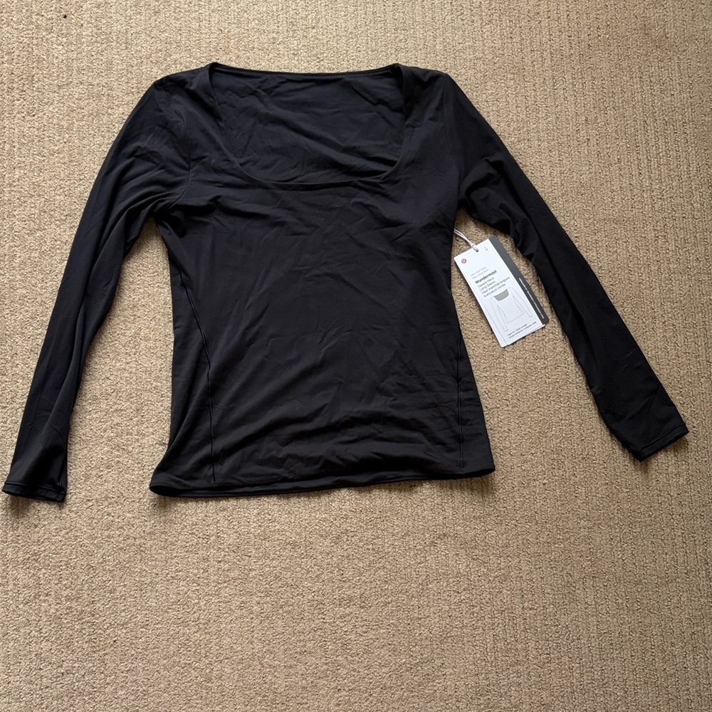 Lululemon Wundermost Ultra-Soft Nulu Square-Neck Long-Sleeve Shirt, Black, L